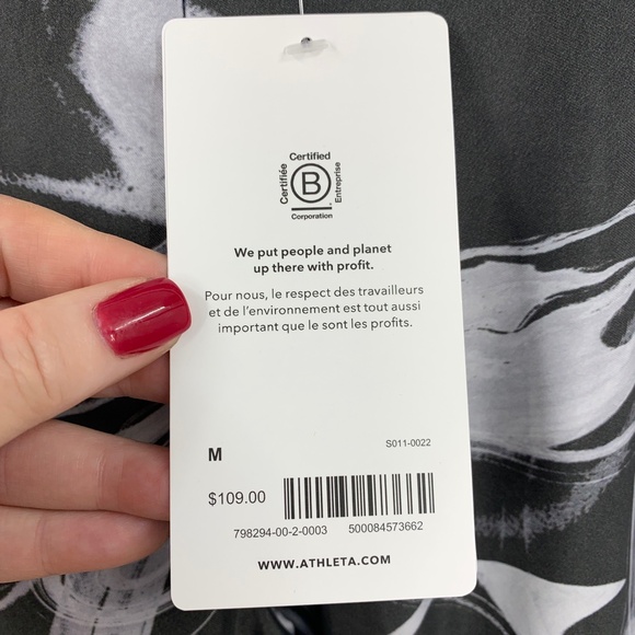 Athleta Calm Cool Wide Leg Pant Black Marble Abstract Sz M - Picture 7 of 13